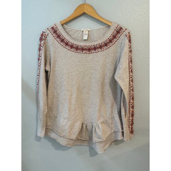 Sundance Women's Embroidered Long Sleeve Top Size Large Boho - Picture 2 of 6